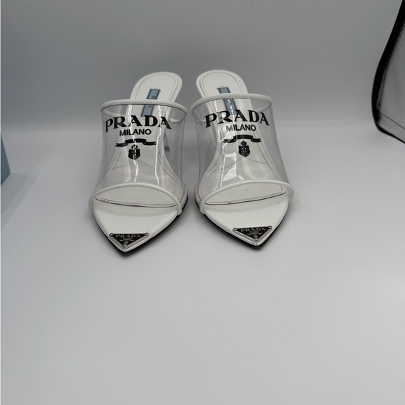 Prada Milano Clear PVC Logo Mule  White Transparent Size 38 Very good condition - Picture 5 of 7